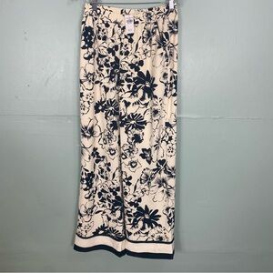 Abercrombie & Fitch Pull On Pants Floral Black Cream Size Small Long Tall